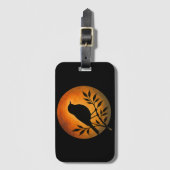 Bird Silhouette Over Full Moon ラゲッジタグ (正面縦)