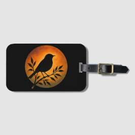 Bird Silhouette Over Full Moon ラゲッジタグ