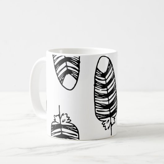 Bird striped feather pattern. Seamless pattern of コーヒーマグカップ (正面左)