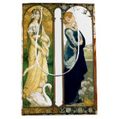 Bird Swan Peacock Floralアールヌーボーの女性ギフトバッグ ミディアムペーパーバッグ (正面)