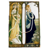 Bird Swan Peacock Floralアールヌーボーの女性ギフトバッグ ミディアムペーパーバッグ (裏面)