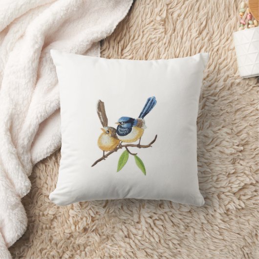 Bird  throw pillows imitating embroidery effects クッション (ブランケット)