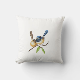 Bird  throw pillows imitating embroidery effects クッション