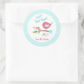 Bird Valentine's Day Kids Hello Tweetハート ラウンドシール (バッグ)