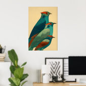 Bird Wall Art Print Stylized Trio - Colorful ポスター (ホームオフィス)