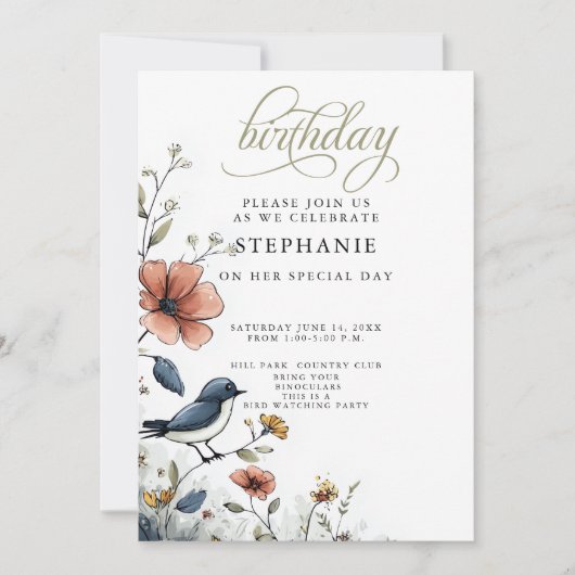 Bird Watchers Birthday Party 招待状 (正面)