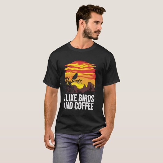 Bird Watching Coffee Arizona Desert Sunset Bird Lo Tシャツ (正面フル)
