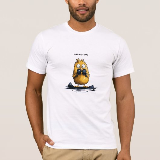 Bird Watching Funny Cartoon Character Ironic Humor Tシャツ (正面)