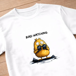 Bird Watching Funny Cartoon Character Ironic Humor Tシャツ