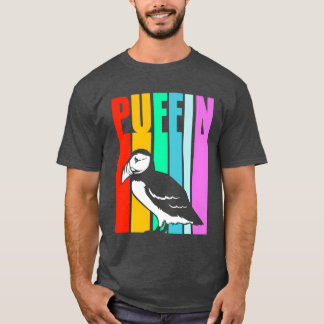 Bird Watching Ornithologist Retro Colorful Puffin  Tシャツ