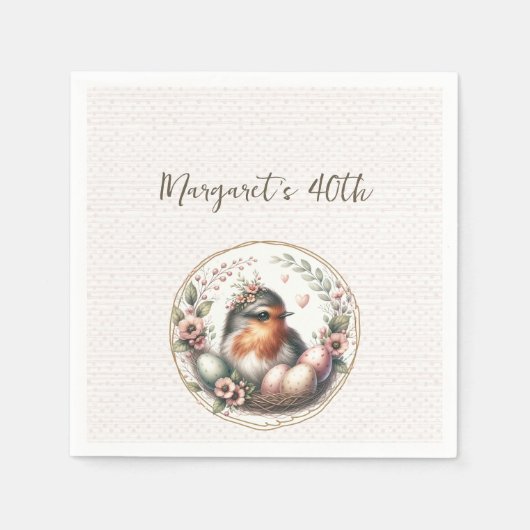 Bird Watercolor  スタンダードカクテルナプキン (正面)