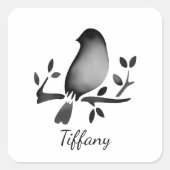 Bird watercolor black white saturated スクエアシール (正面)
