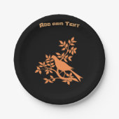 Bird with Nest image独自の文字ラブリーテーブルを追加 ペーパープレート (正面)