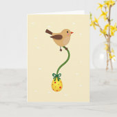 Bird With Polka Dot Egg Design Card カード (黄色い花)