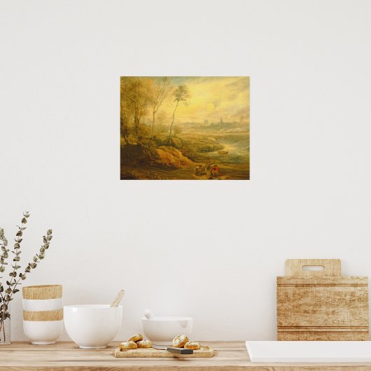 Birdcatcherを使用した風景(パネル上の油) ポスター (キッチン)