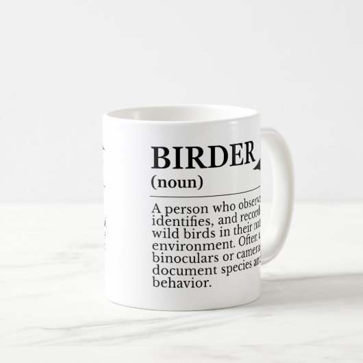 Birder definition - wild bird observer コーヒーマグカップ (正面右)