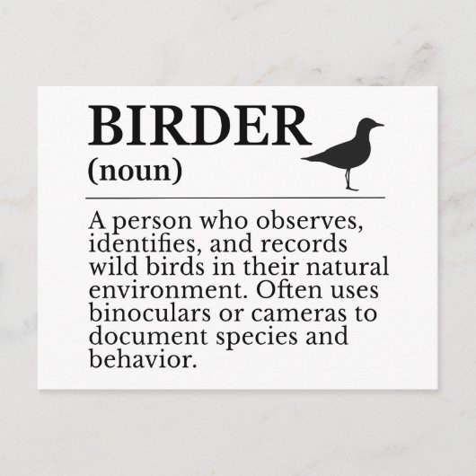 Birder definition - wild bird observer ポストカード (正面)