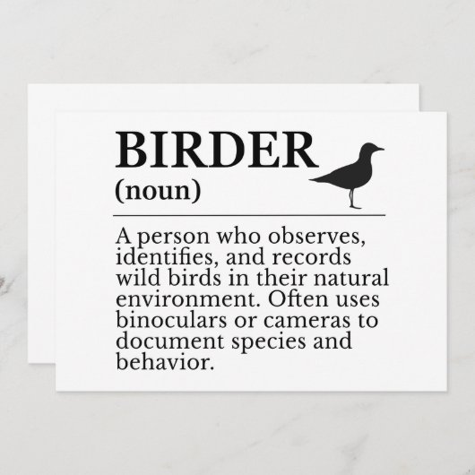 Birder definition - wild bird observer 招待状 (正面/裏面)