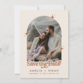 BIRDIEレトロboho日付テラコッタを保存 招待状 (正面)