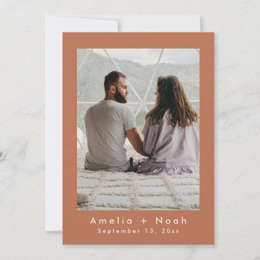 BIRDIEレトロboho日付テラコッタを保存 招待状 (裏面)