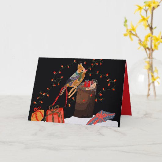 Birdie customizable holiday card カード (黄色い花)