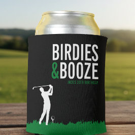 Birdies & Booze Adult Golf Birthday Party Black 缶クーラー