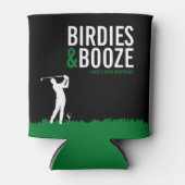 Birdies & Booze Adult Golf Birthday Party Black 缶クーラー (正面)
