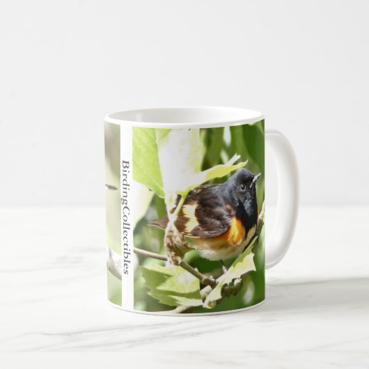 BirdingCollectiblesによるアメリカのレッドスタートマグ コーヒーマグカップ (正面右)