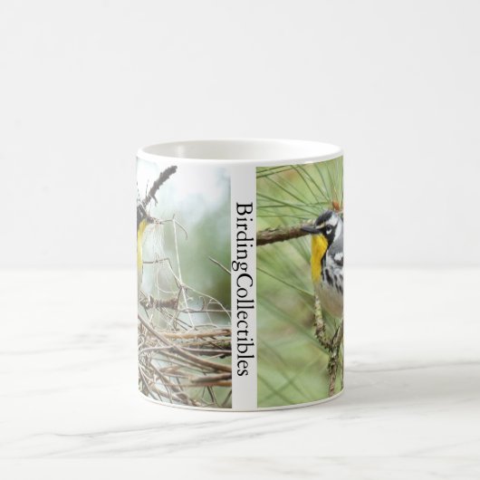 BirdingCollectiblesによる黄色い喉のウォーブラーマグカップ コーヒーマグカップ (中央)