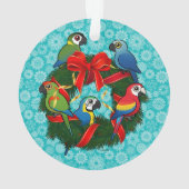 Birdorableのコンゴウインコのクリスマスのリース オーナメント (裏面)