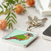 Birdorableのパイナップル緑cheekedのConure キーホルダー (側面)