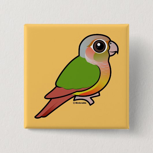 Birdorableのパイナップル緑cheekedのConure 缶バッジ (正面)