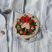 Birdorableのヨーロッパの庭の鳥のクリスマスのリース 缶バッジ (インサイチュ)