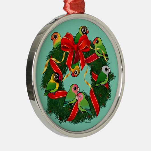 Birdorableの仲の良い恋人同士のクリスマスのリース メタルオーナメント (右)