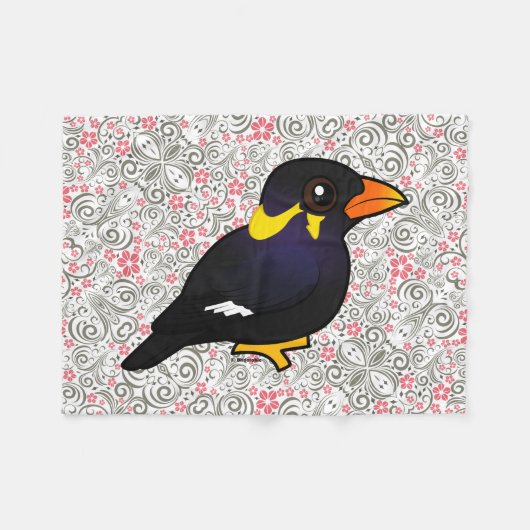 Birdorableの共通の丘Myna フリースブランケット (正面(横))