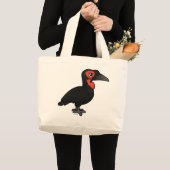 Birdorableの南地上のミナミジサイチョウ ラージトートバッグ (正面(商品))