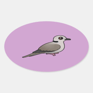 Birdorableの欧亜混血人によって襟首をつかまれる鳩 楕円形シール