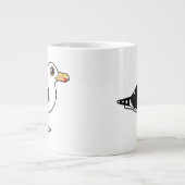 Birdorableの素晴らしい黒に支えられるカモメ ジャンボコーヒーマグカップ (正面)