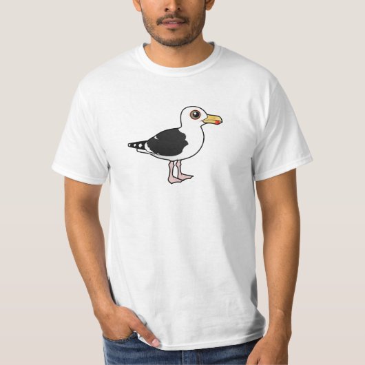 Birdorableの素晴らしい黒に支えられるカモメ Tシャツ (正面)