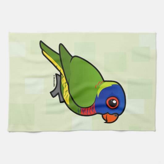 Birdorableの虹Lorikeet キッチンタオル (横)