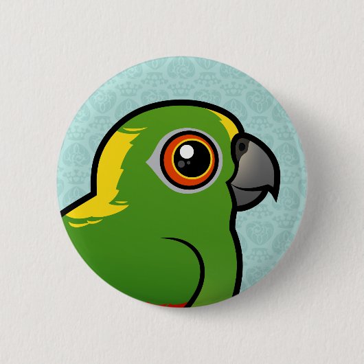 Birdorableの黄色いnapedオウム 缶バッジ (正面)