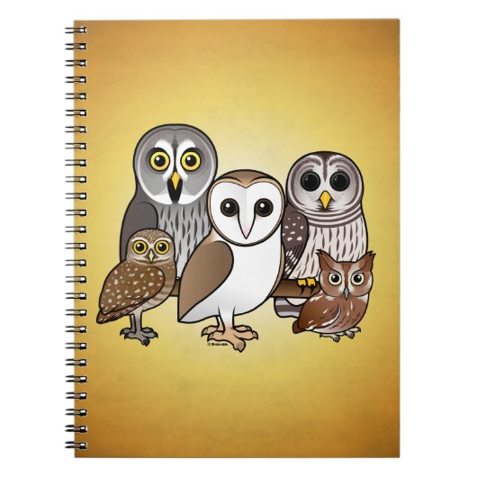Birdorableの5羽のフクロウ ノートブック (正面)