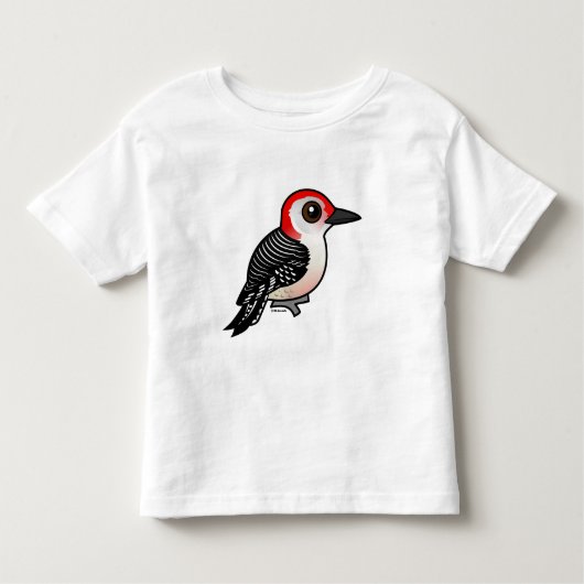 Birdorableはキツツキを赤膨らましました トドラーTシャツ (正面)