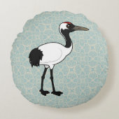 Birdorableはクレーンを赤戴冠させました ラウンドクッション (正面)