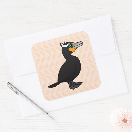 Birdorableは鵜の二重頂点に達しました スクエアシール (封筒)