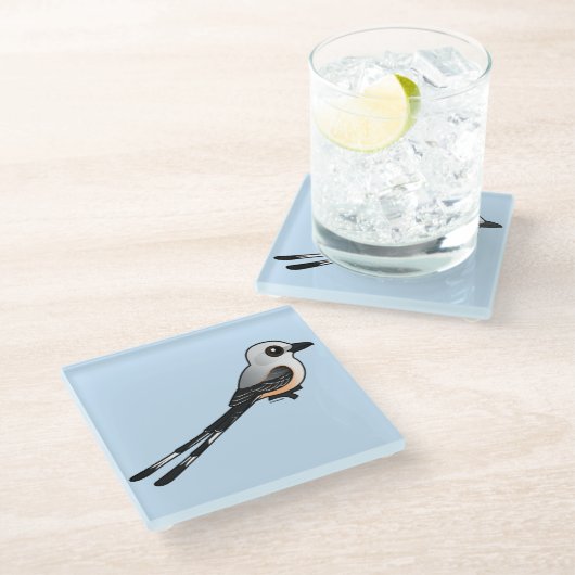BirdorableはFlychatcherの切後につきました ガラスコースター (アングル)