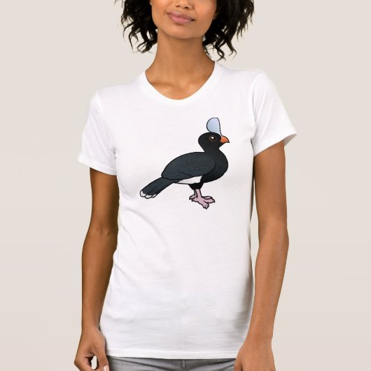 BirdorableヘルメットをかぶったCurassow Tシャツ (正面)