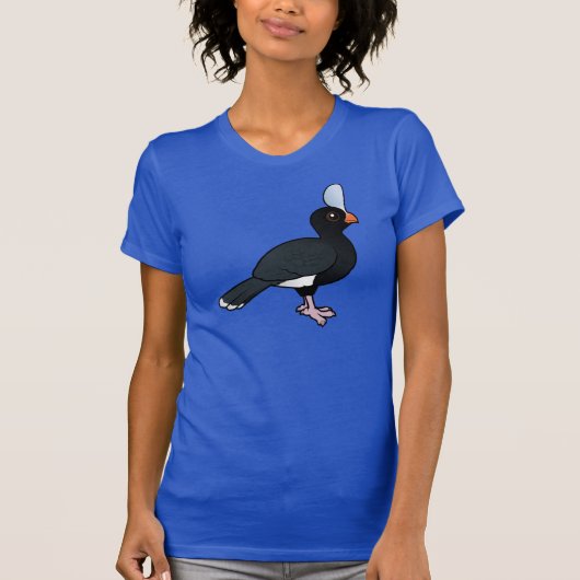BirdorableヘルメットをかぶったCurassow Tシャツ (正面)