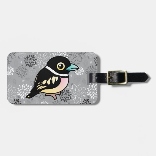 Birdorable黒および黄色いBroadbill ラゲッジタグ (正面横)