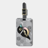 Birdorable黒および黄色いBroadbill ラゲッジタグ (正面縦)